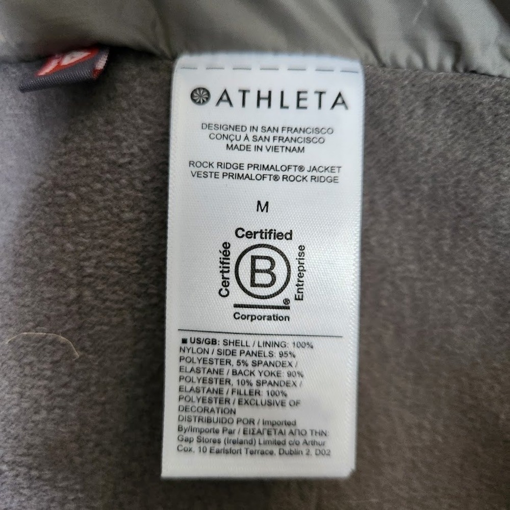 Athleta Rock Ridge Primaloft Jacket Gray Quilted Hybrid Hooded Womens Medium 275 - Picture 4 of 5
